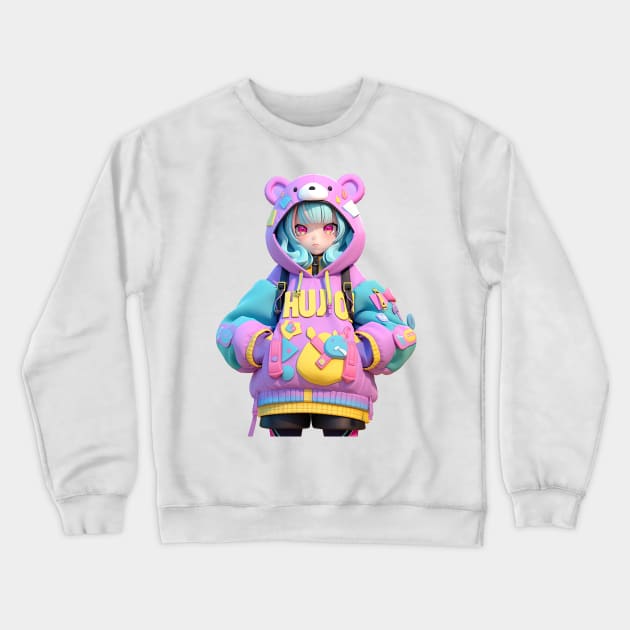 AKBLM - GIRL POWER 女子力 HUJO KUMIKO | KAWAII AKIBA KEI ANIME GIRL Crewneck Sweatshirt by AKBLM